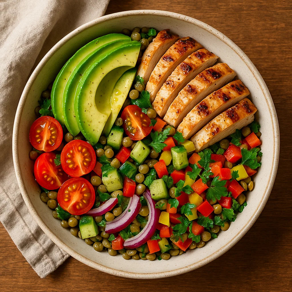 Tavuklu Yeşil Mercimek Salatası