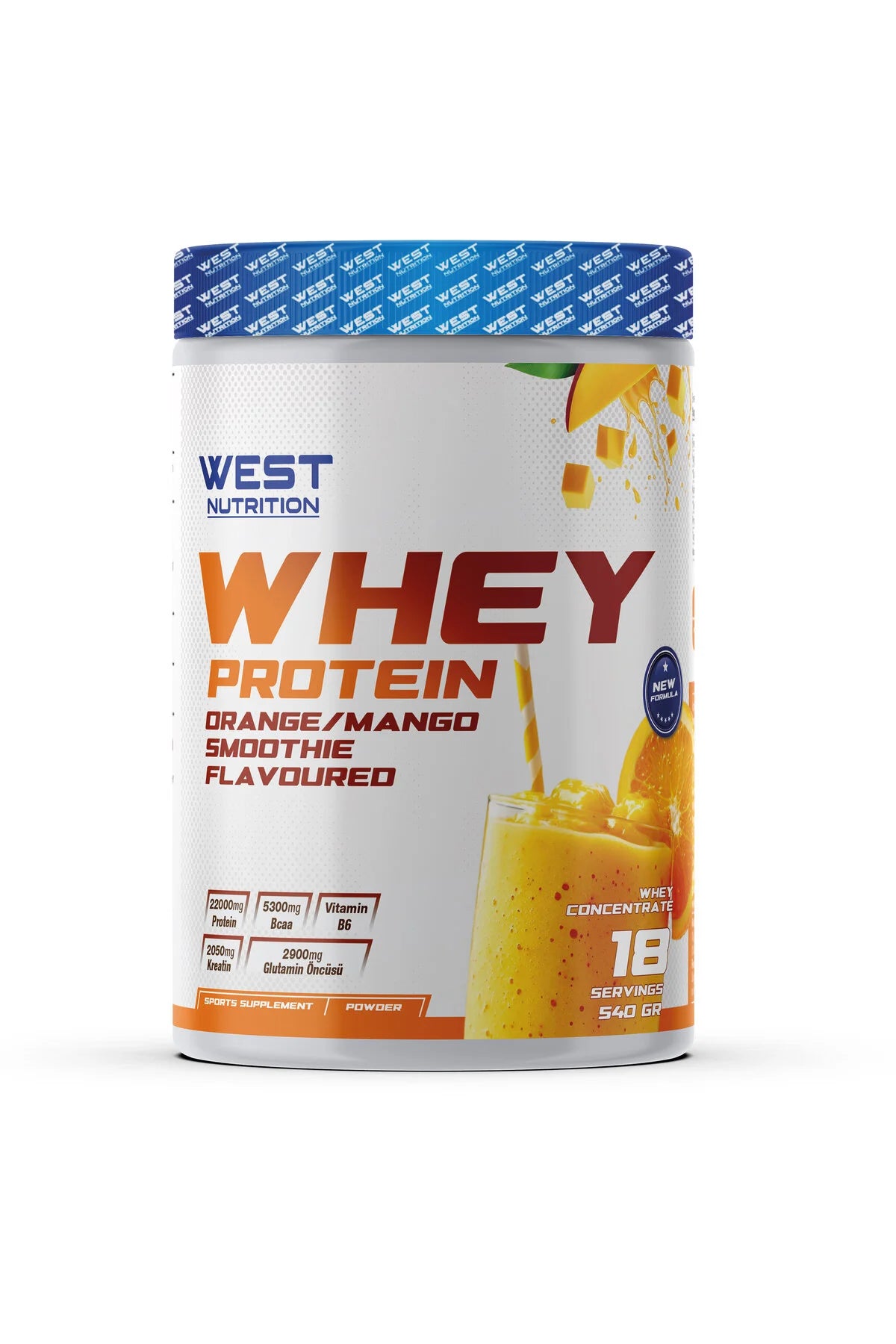 West Whey Protein Tozu 540g 18 Servis - Portakal ve Mangolu Smoothie Aromalı Ürün ana görseli