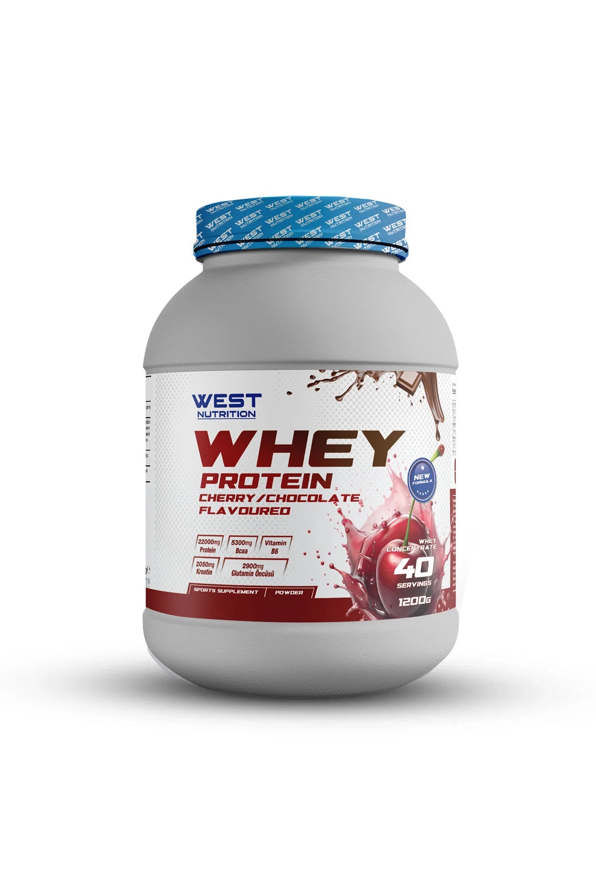 West Whey Protein Tozu 1200g - Çikolata ve Kiraz Aromalı Ürün ana görseli