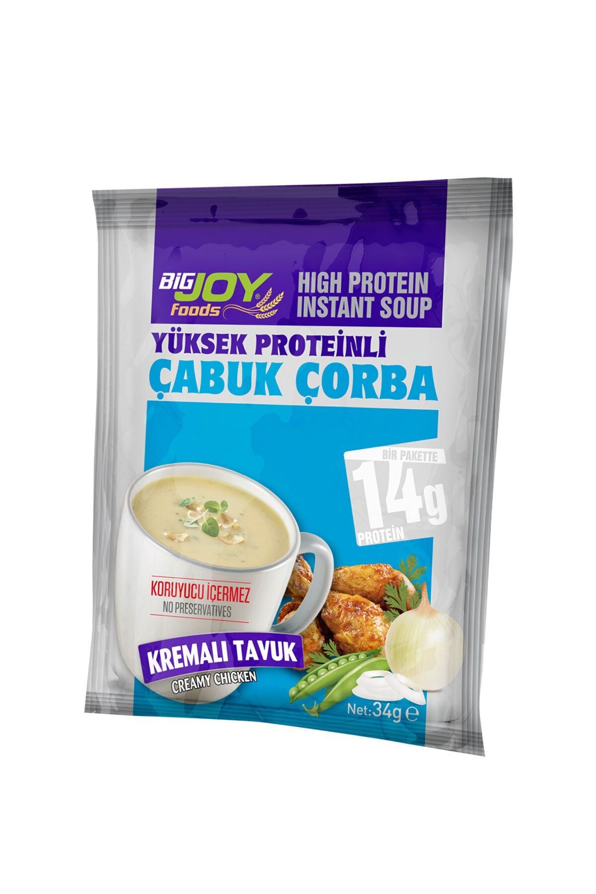 Bigjoy Foods Yüksek Proteinli Kremalı Tavuk Aromalı 34g Çabuk Çorba (Tekli) Ürün ana görseli