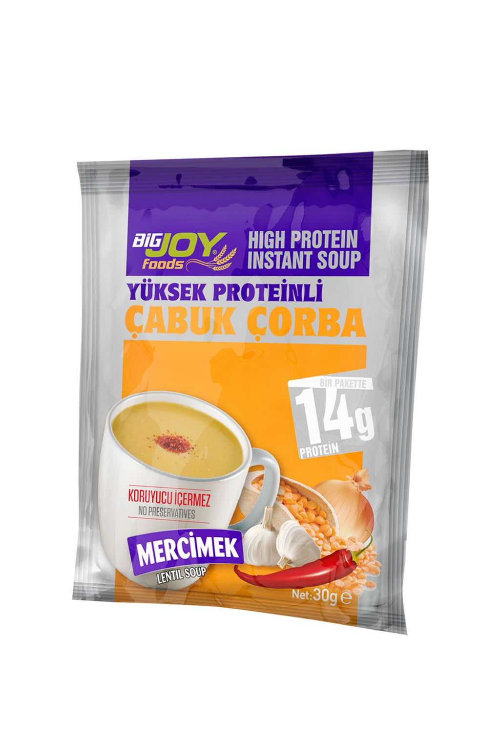 Bigjoy Foods Yüksek Proteinli Mercimek Aromalı 30g Çabuk Çorba (Tekli)
