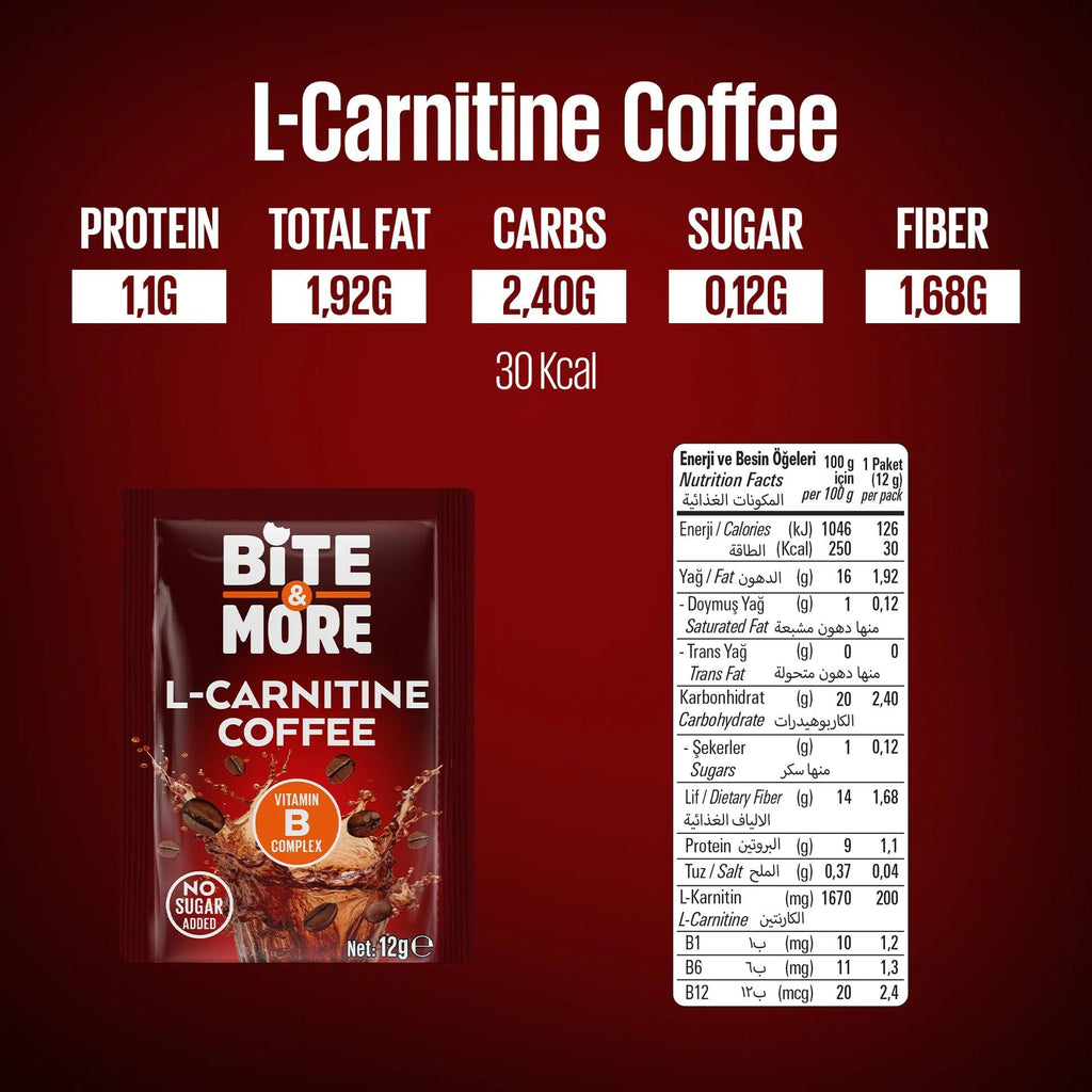 Bite & More L-Carnitine Coffee 12g Karnitinli Hazır Kahve (Tekli)