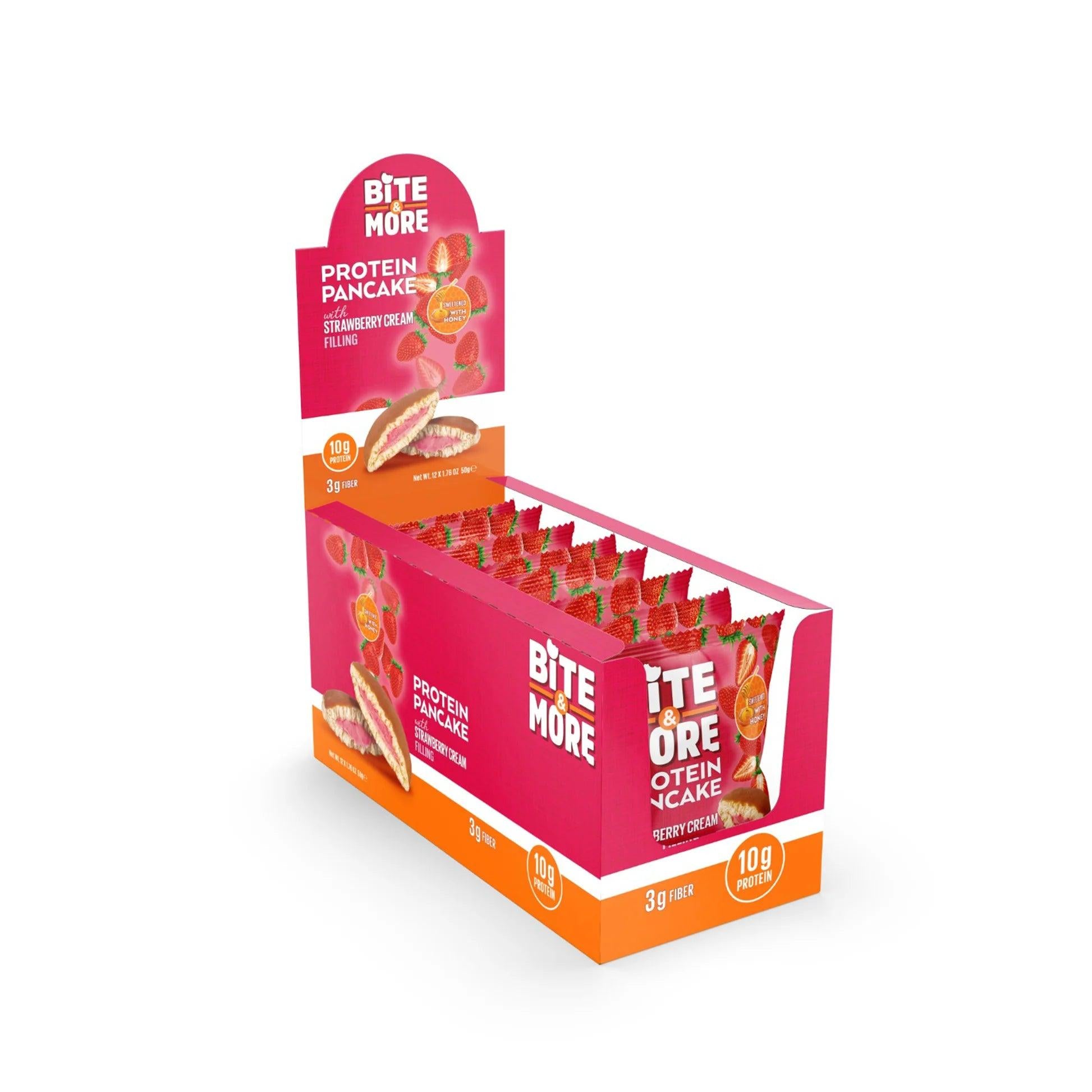 Bite & More Protein Pancake 50g Çilek Kremalı Pankek (12li Kutu) Ürün ana görseli