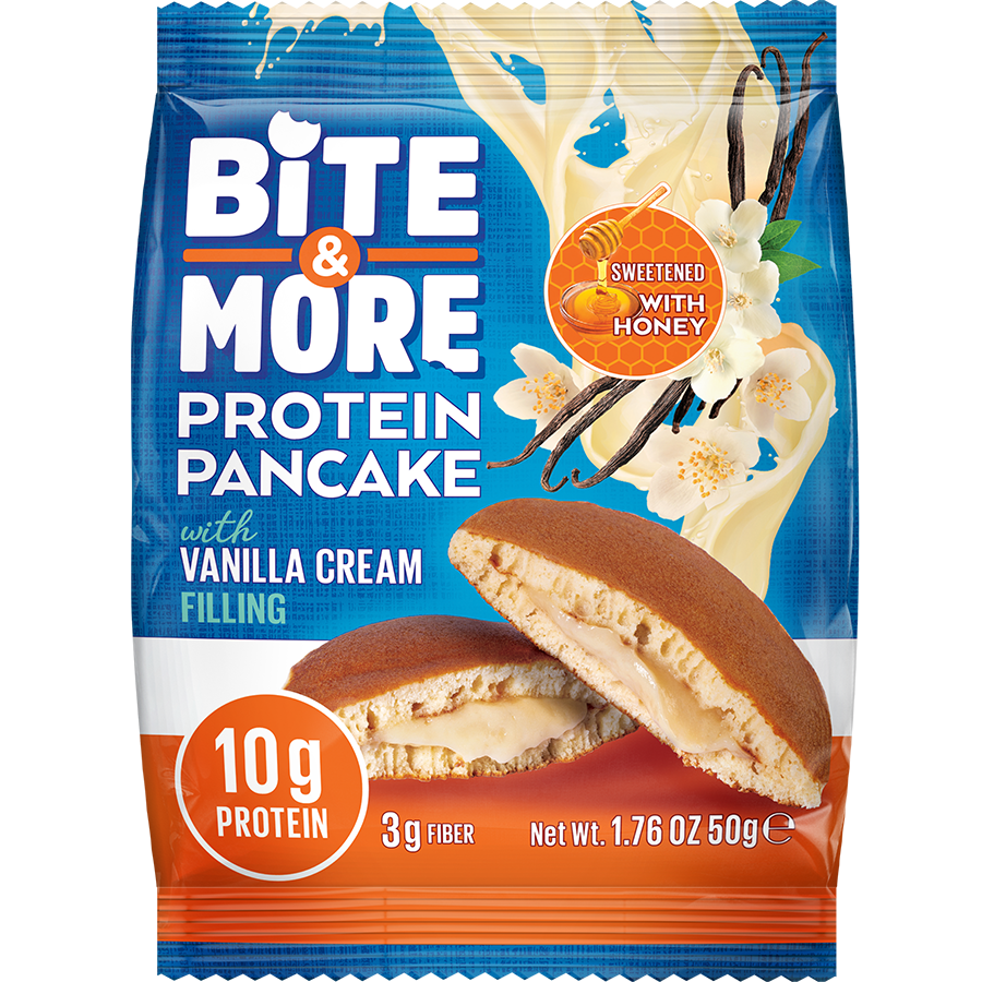 Bite & More Protein Pancake 50g Vanilya Kremalı Pankek (12li Kutu)