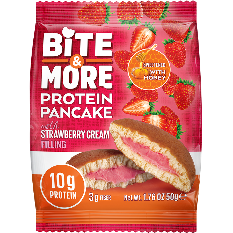 Bite & More Protein Pancake 50g Çilek Kremalı Pankek (12li Kutu) Ürün ikincil görseli