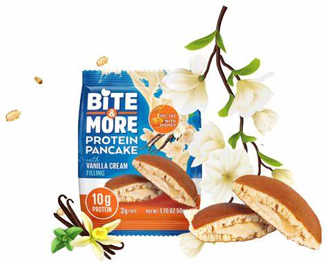 Bite & More Protein Pancake 50g Vanilya Kremalı Pankek (12li Kutu)