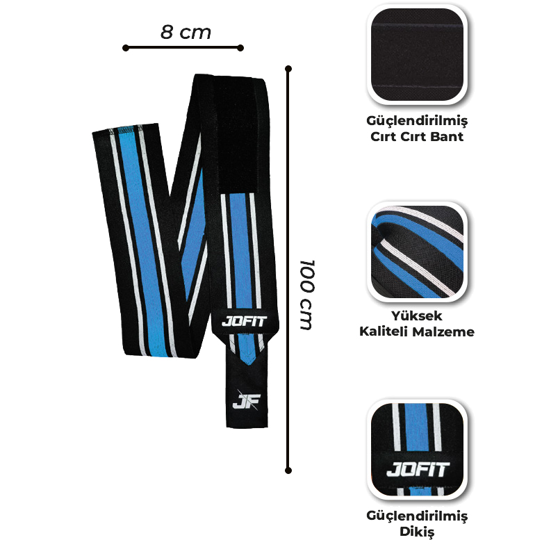 Jofit Ağırlık Dirsek Sargısı Elbow Wraps Siyah Mavi
