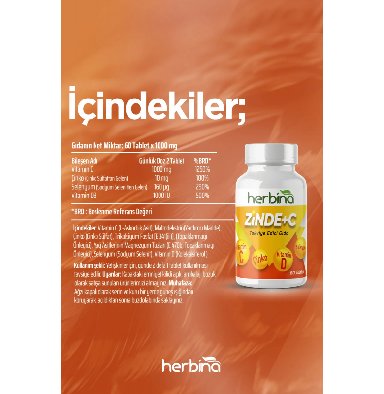 Herbina Zinde + C 1000mg 60 Tablet