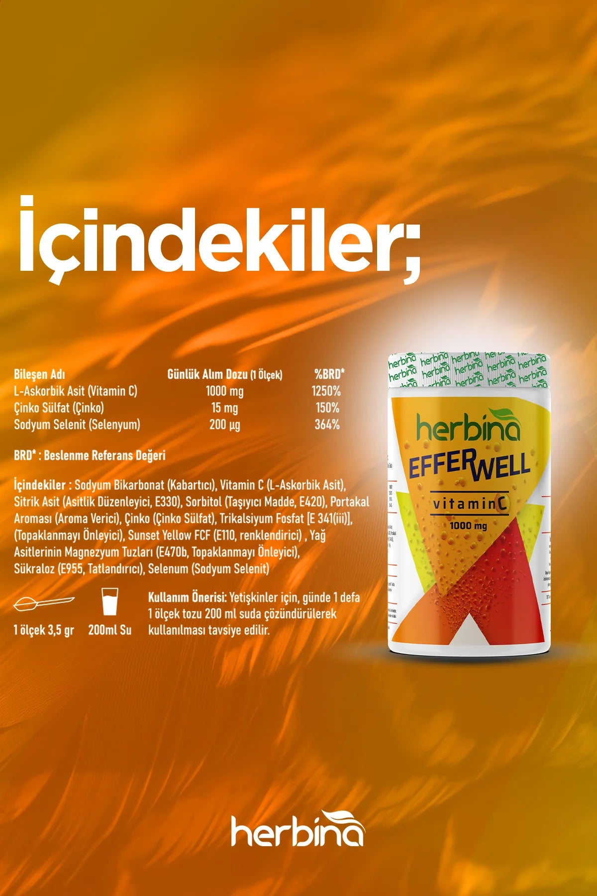 Herbina Efferwell Vitamin C 1000mg Toz İçecek 150g