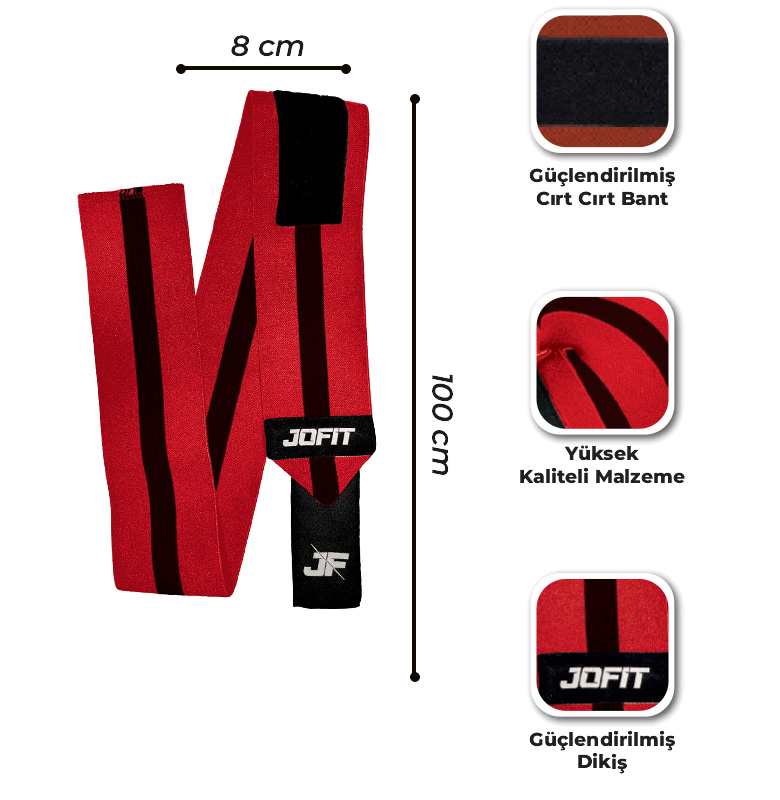 Jofit Elbow Wraps Dirsek Bandajı Kırmızı Siyah