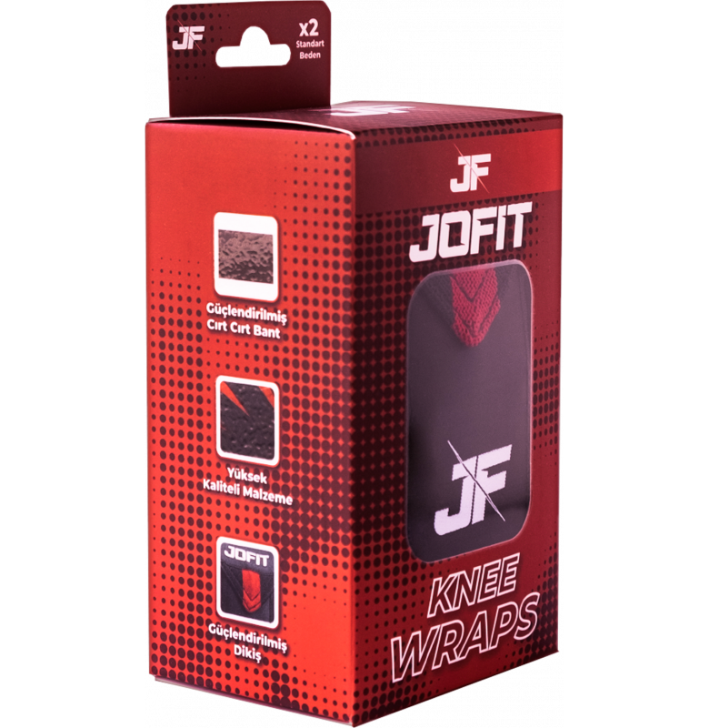 Jofit Knee Wraps Diz Bandajı Siyah Kırmızı Ürün ikincil görseli