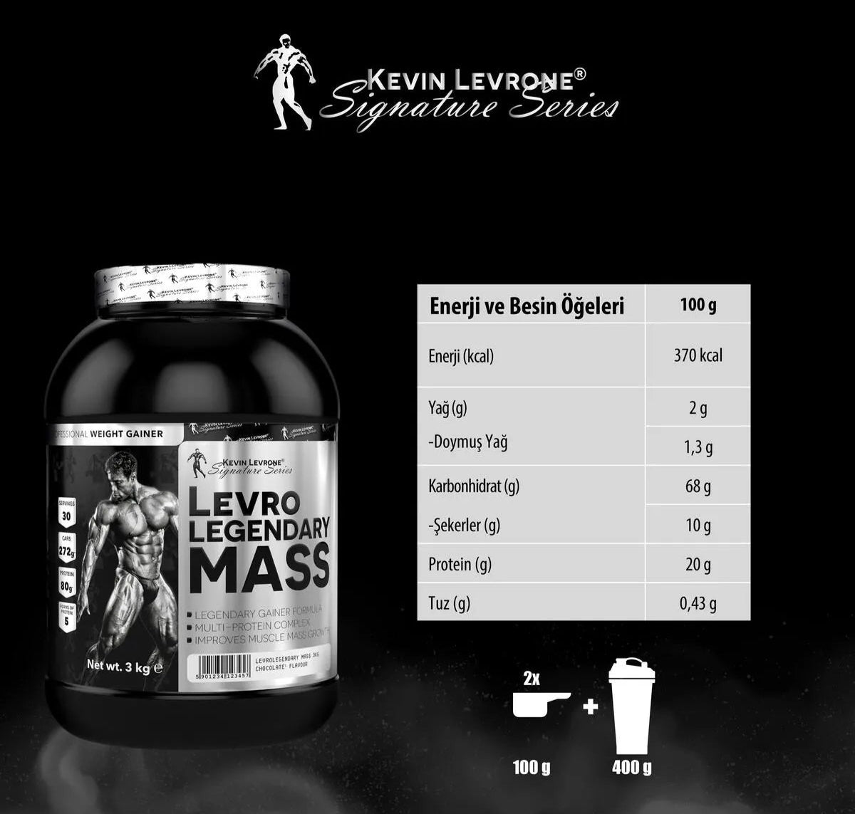 Kevin Levrone Legendary Mass Gainer Kilo Alma 3kg Karbonhidrat Tozu Ürün ikincil görseli