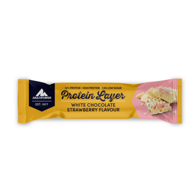 Multipower Protein Layer Beyaz Çikolata ve Çilekli Protein Bar 50g (Tekli)