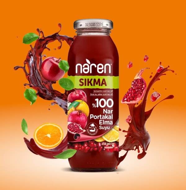 Naren Sıkma %100 Nar & Portakal ve Elma Suyu - 250ml