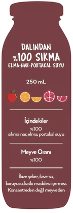 Naren Sıkma %100 Nar & Portakal ve Elma Suyu - 250ml