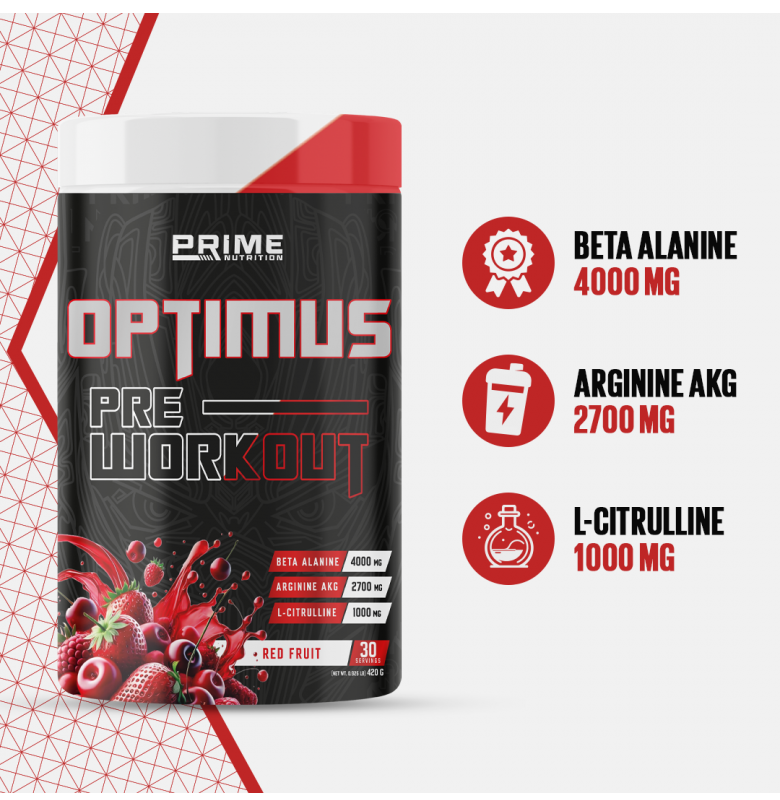 Prime Nutrition Optimus Pre-Workout 420g - Red Fruit Enerji Ürün ikincil görseli