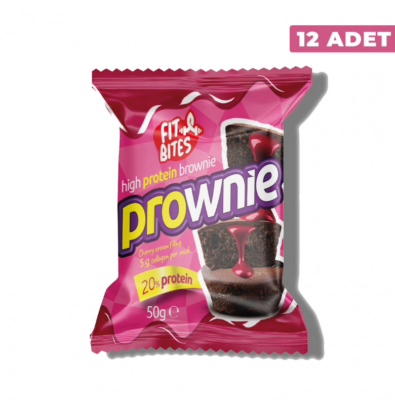 Fit Bites Prownie Yüksek Proteinli Brownie 50g Vişne Kremalı (12li Kutu)
