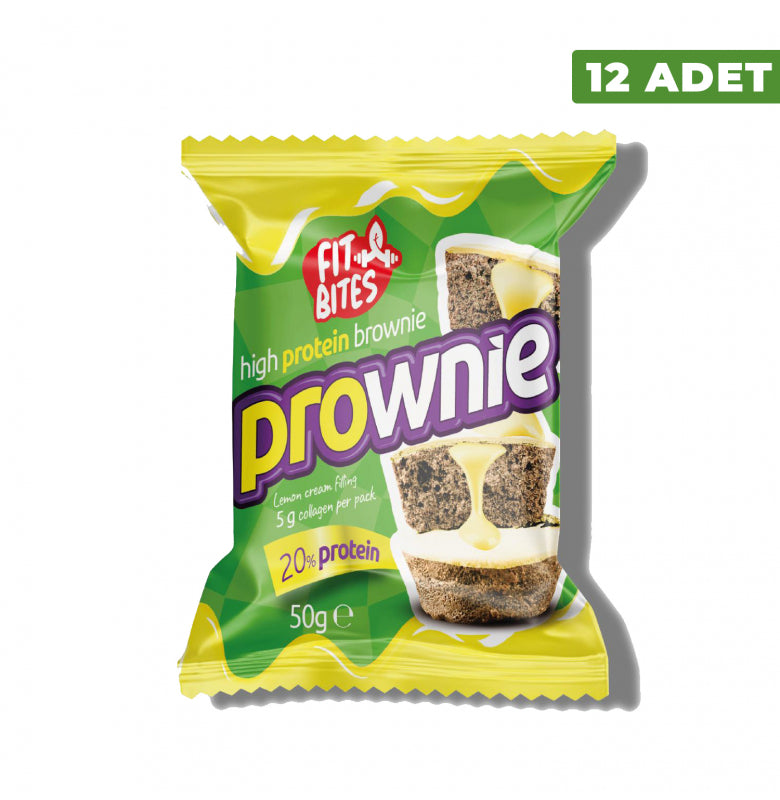 Fit Bites Prownie Yüksek Protein 50g Limon Kremalı Brownie (12li Kutu)