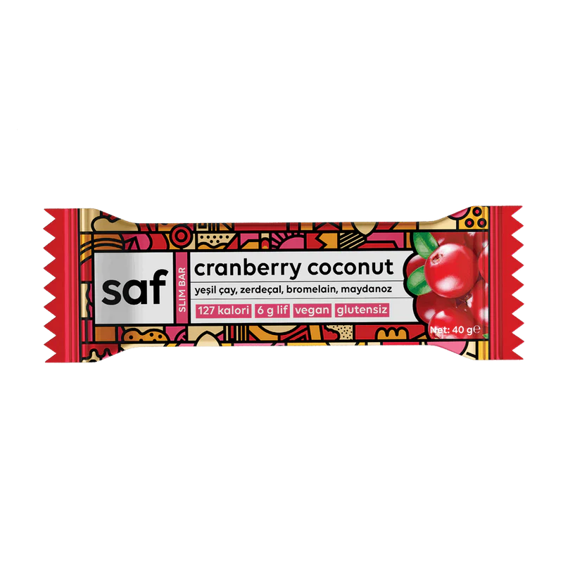 SAF Nutrition Cranberry Coconut Slim Bar 40g (Tekli)