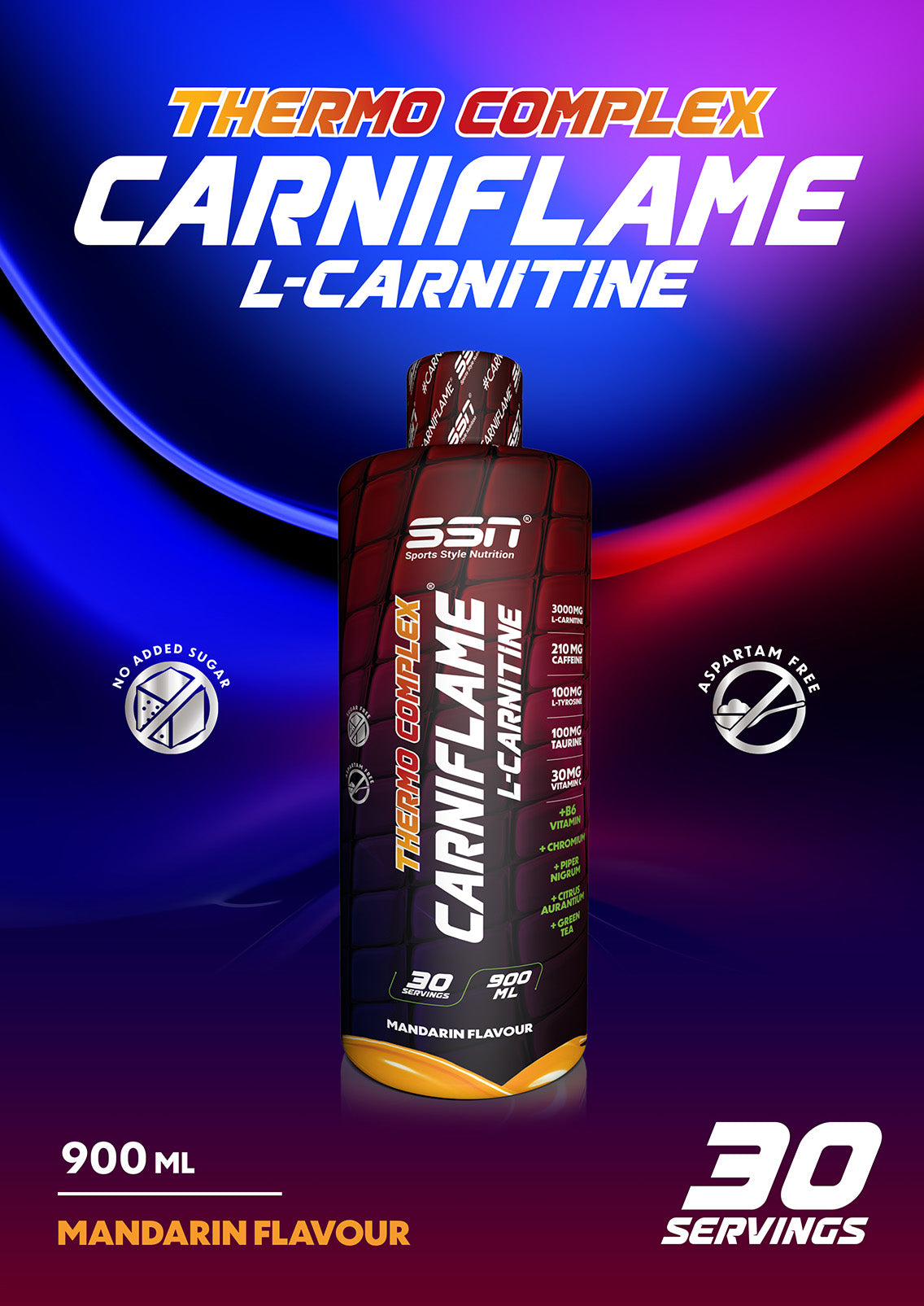 SSN Carniflame 3000mg L-Karnitin 900ml Mandalina Aromalı Carnitine