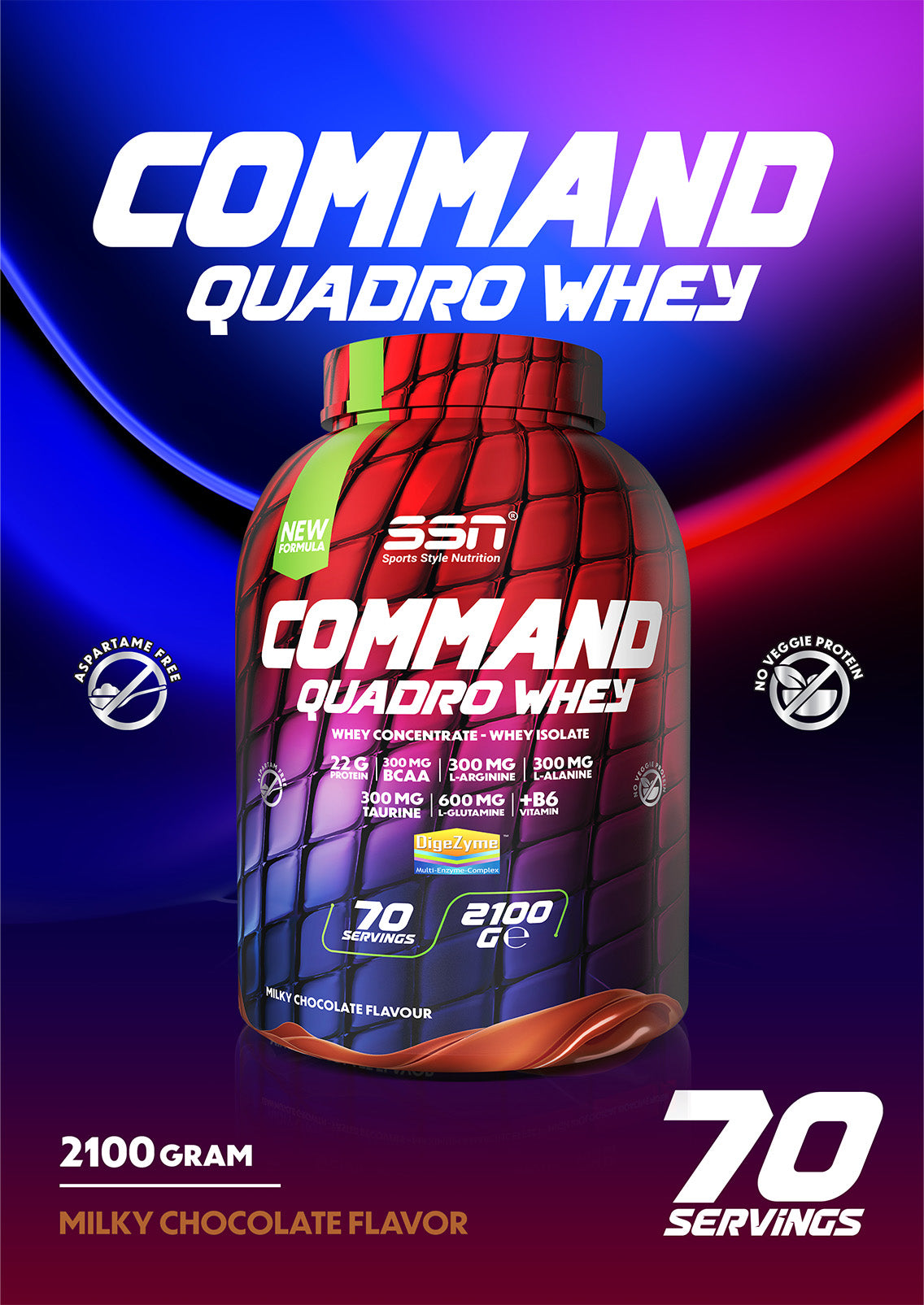SSN Command Quadro Whey 2100g - Çikolata Aromalı Protein Tozu Ürün ikincil görseli