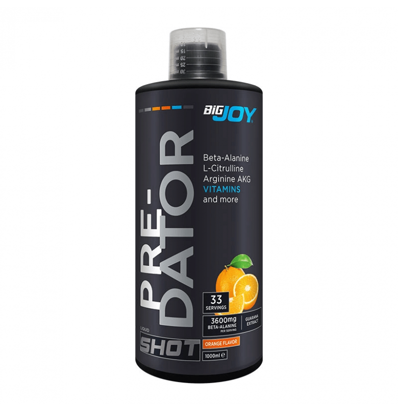 Bigjoy Predator Shot Portakal aromalı sıvı pre-workout 1000 ml. Ürün ana görseli