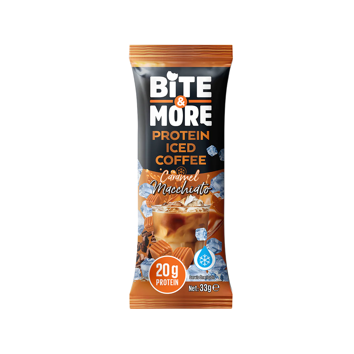 Bite & More Proteinli Soğuk Kahve Karamel Macchiato 33g (Tekli) Ürün ana görseli