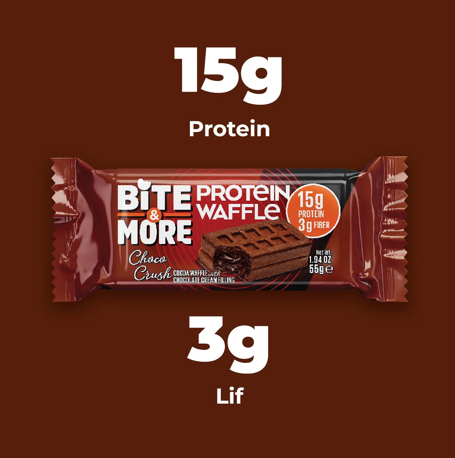 Bite & More Choco Rush Protein Waffle 12'li Kutu 50g - Çikolatalı Ürün ikincil görseli