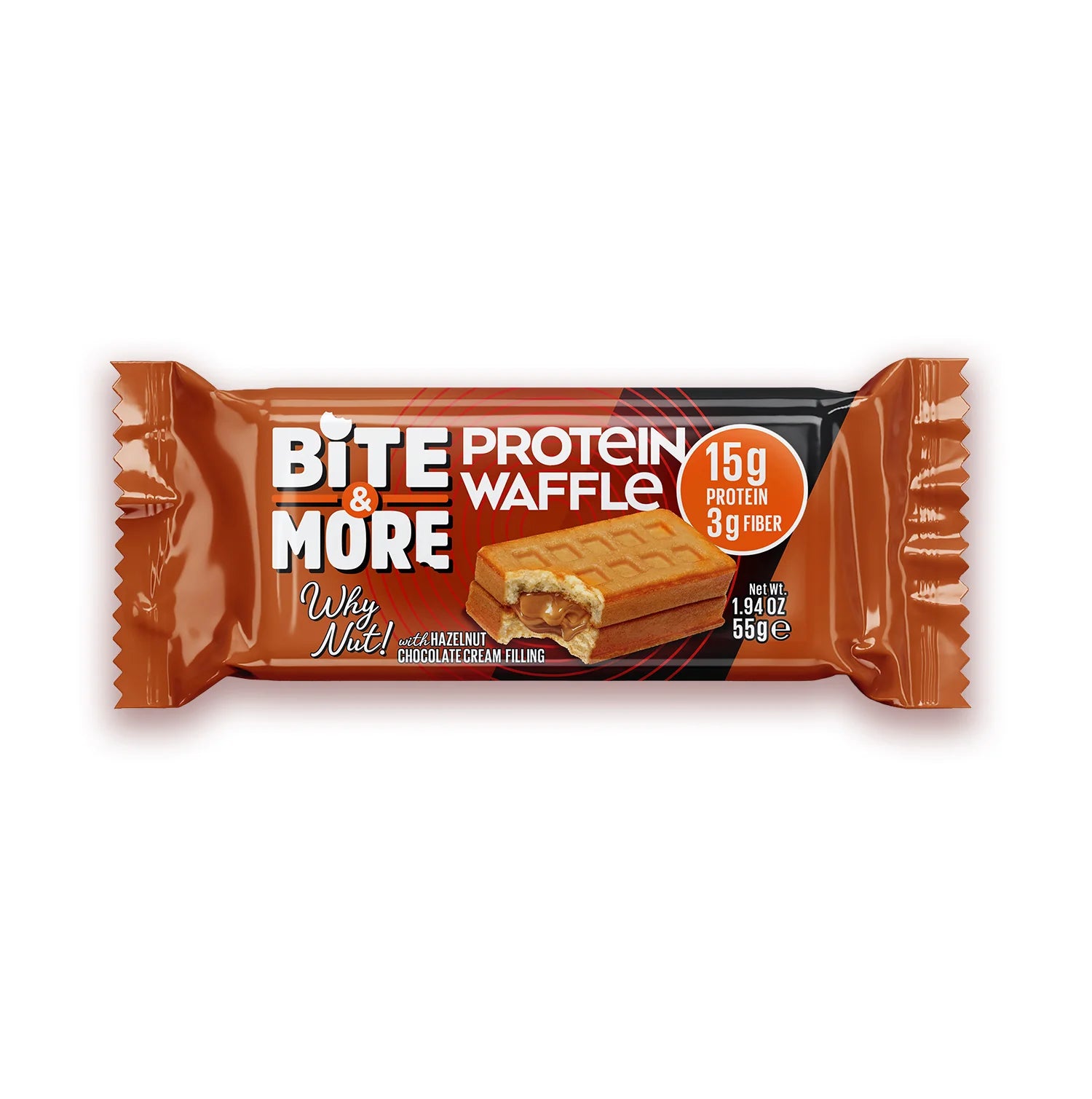 Bite & More Why Nut? Protein Waffle 55g - Fındık Aromalı (Tekli) Ürün ana görseli