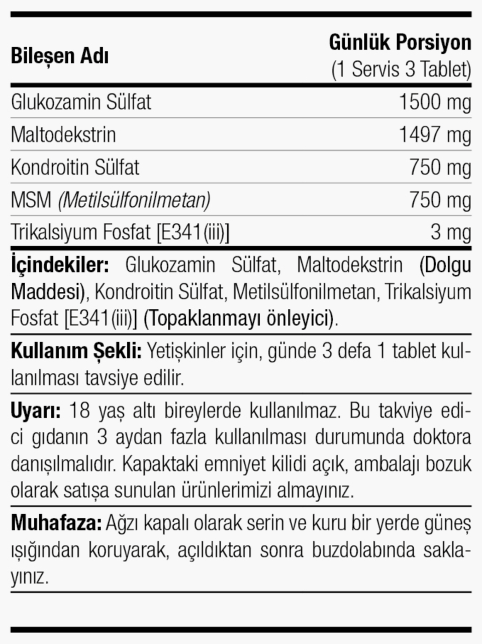 Herbina Glukozamin Kondroitin Msm 200 Tablet