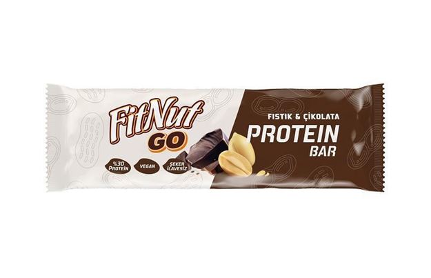 FitNut Go Protein Bar Yer Fıstıklı ve Çikolatalı 40g - Yüksek Protein Ürün ana görseli