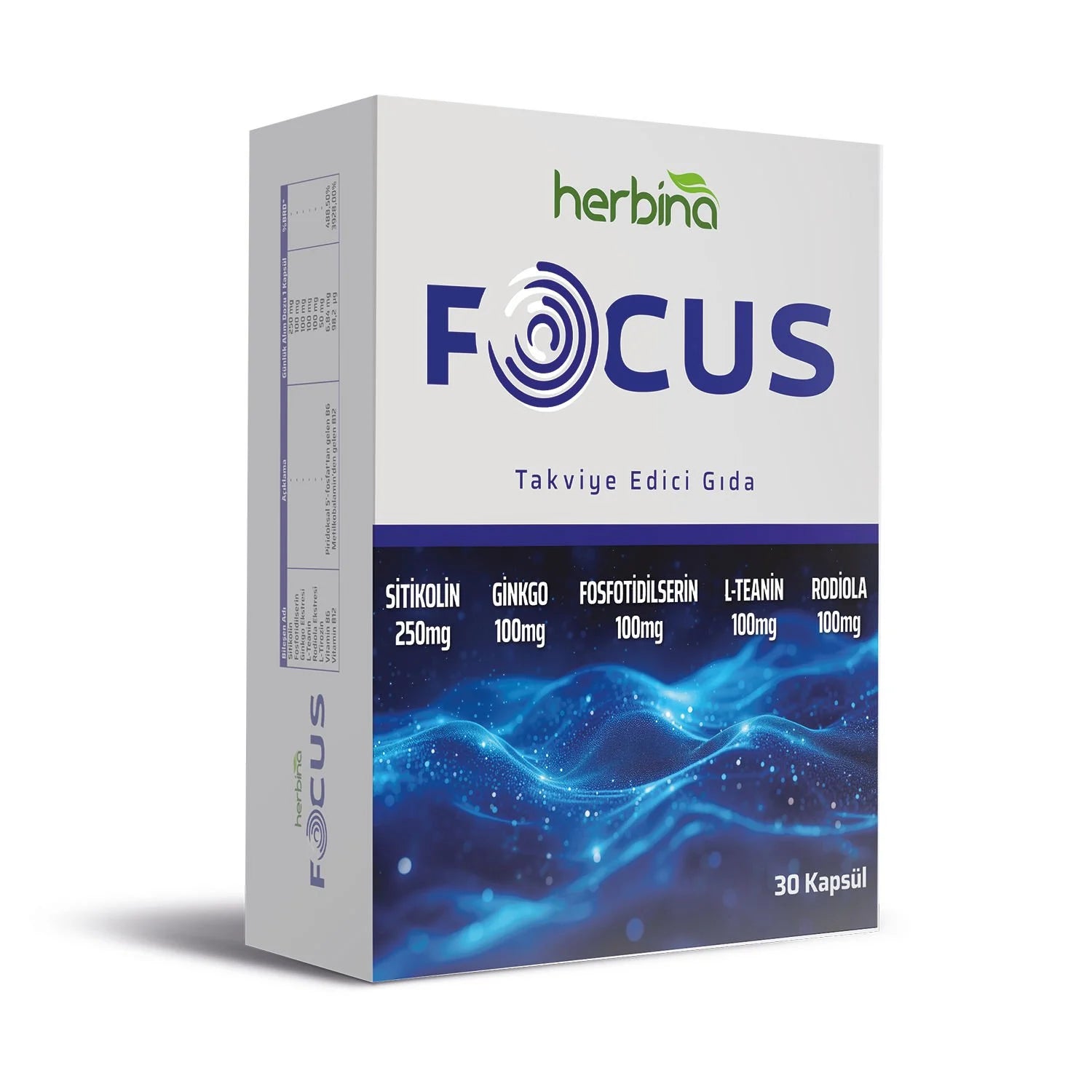 Herbina Focus Sitikolin Fosfotidilserin Ginkgo Teanin 30 Kapsül Ürün ana görseli