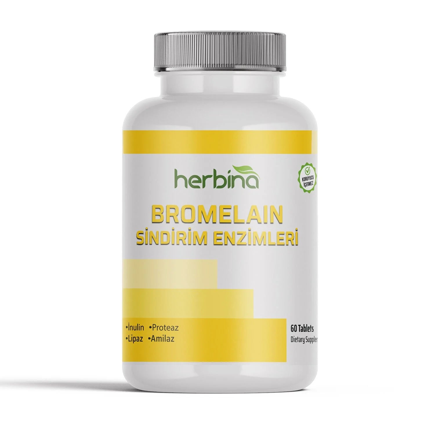Herbina Sindirim Enzim Takviyesi 1250mg 60 Tablet (Bromelain - Lipaz - Proteaz)