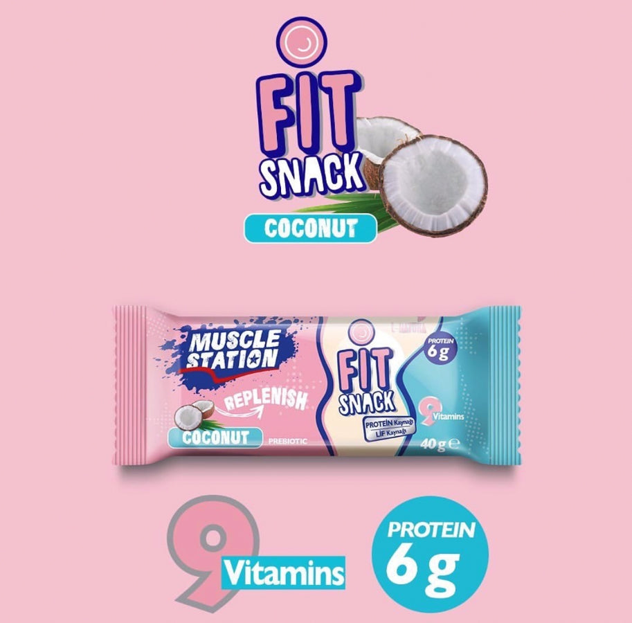 Musclestation Fit Snack Coconut - Protein ve Vitamin İlaveli Bar