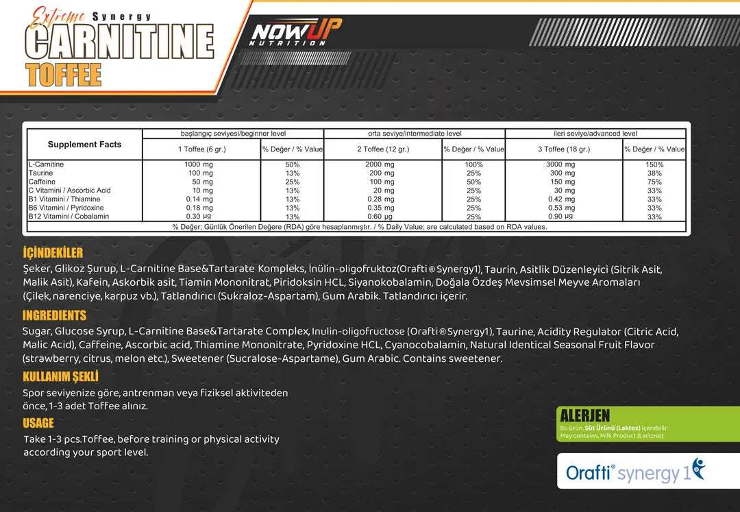 NOWUP Nutrition L-Karnitin Toffee 60 Tablet Mevsim Meyveleri (