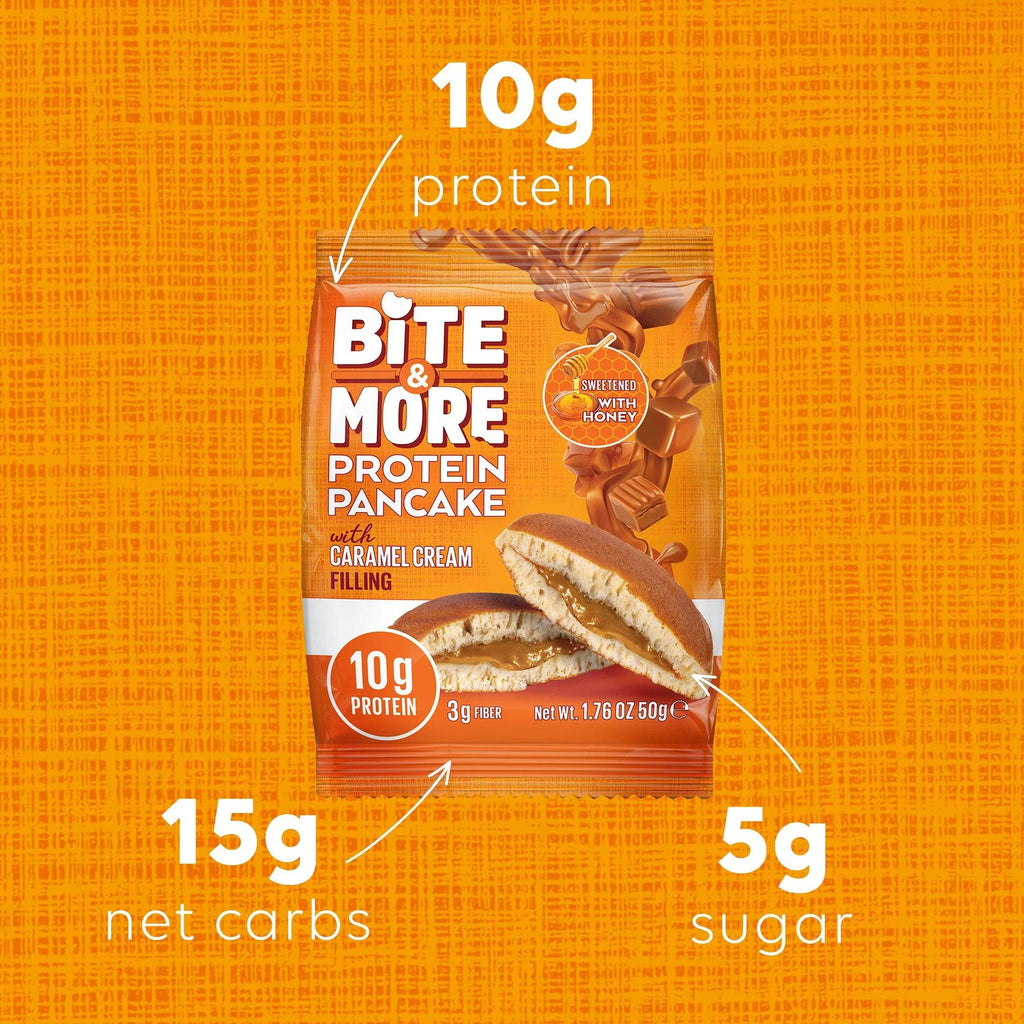 Bite & More Proteinli Pancake 50g Karamel Kremalı Pankek(Tekli)