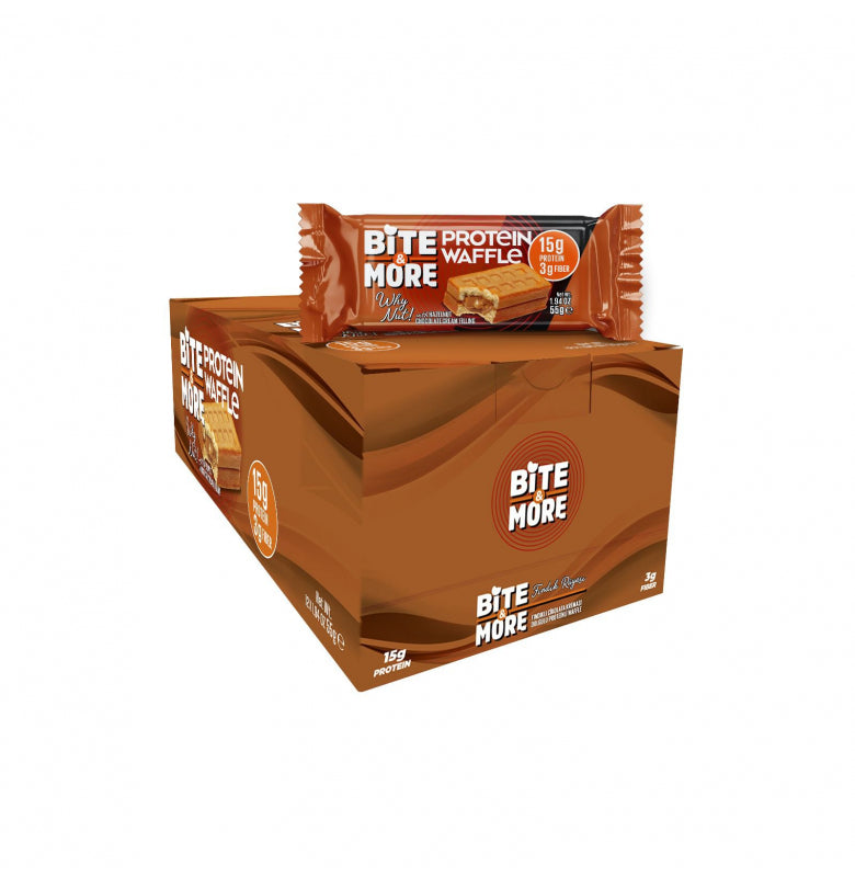 Bite & More Why Nut? Protein Waffle 12'li Kutu 55g - Fındıklı
