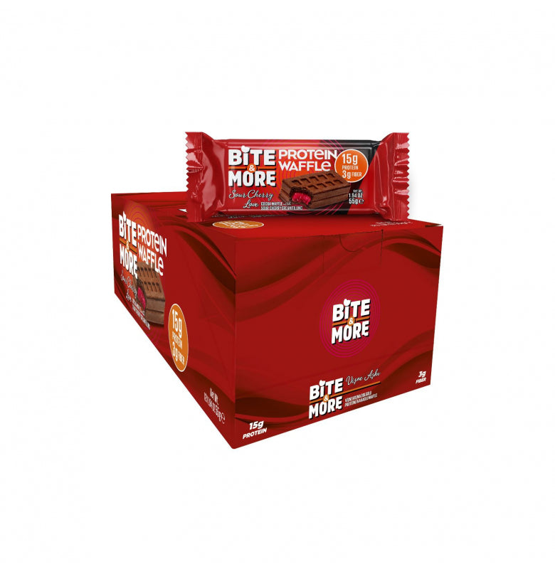 Bite & More Sour Cherry Love Protein Waffle 12'li Kutu 55g - Vişneli Ürün ana görseli