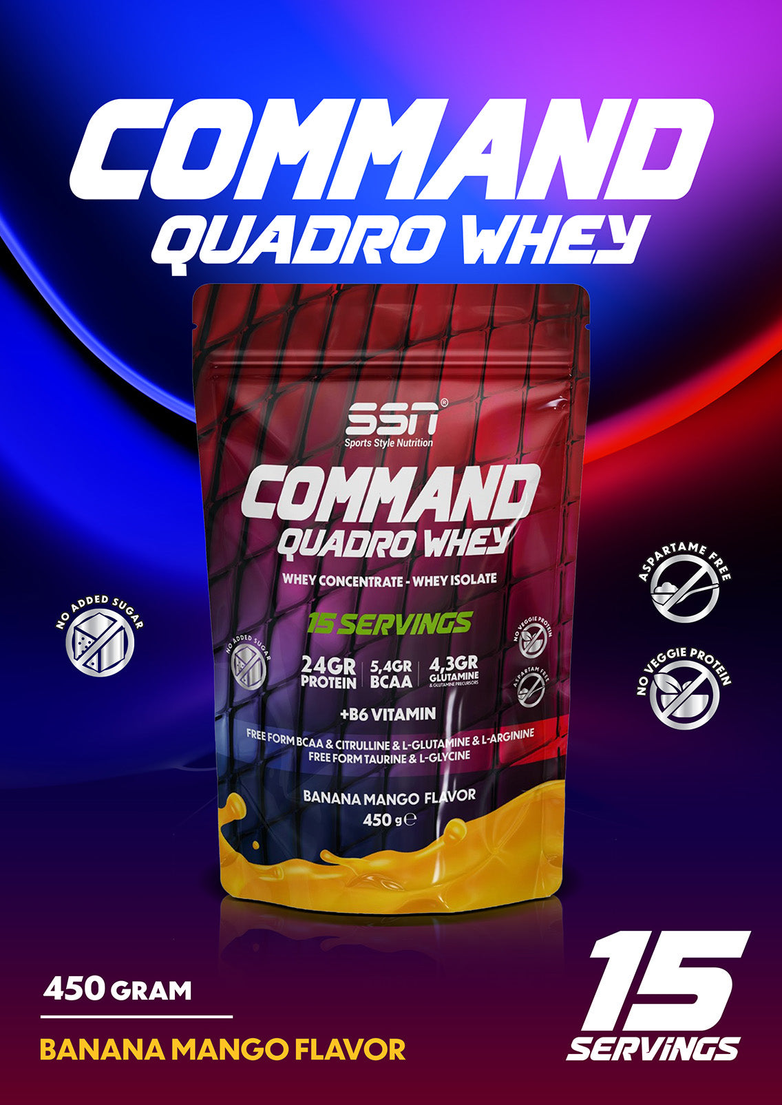SSN Command Quadro Whey 450g - Muz-Mango Aromalı Protein Tozu (Doypack) Ürün ikincil görseli