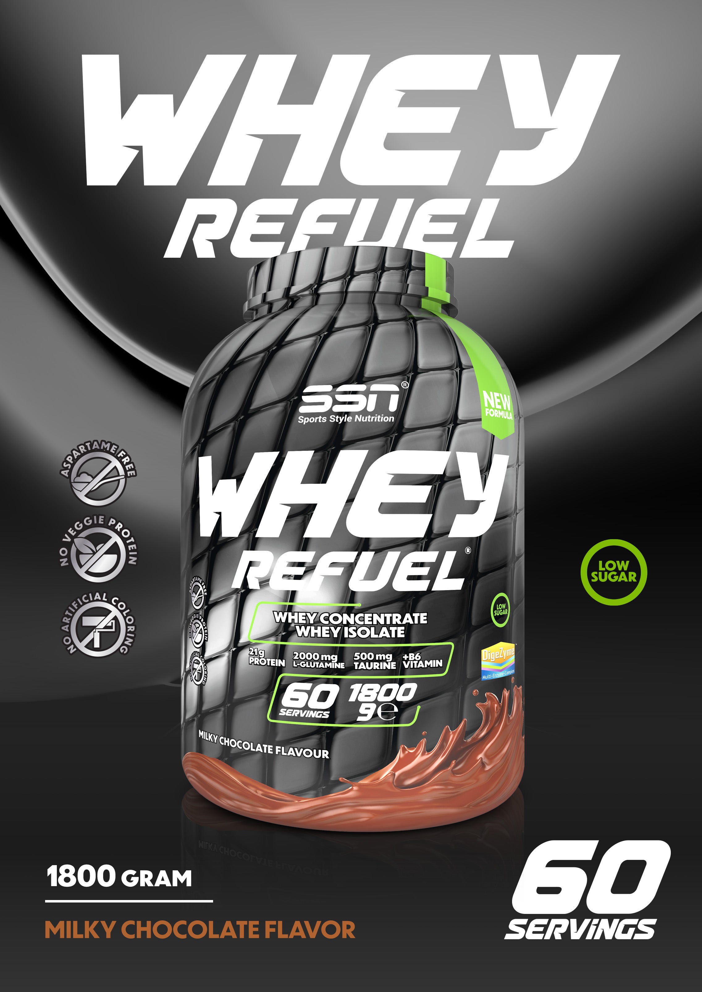 SSN Whey Refuel 1800g - Çikolata Aromalı Protein Tozu Ürün ikincil görseli