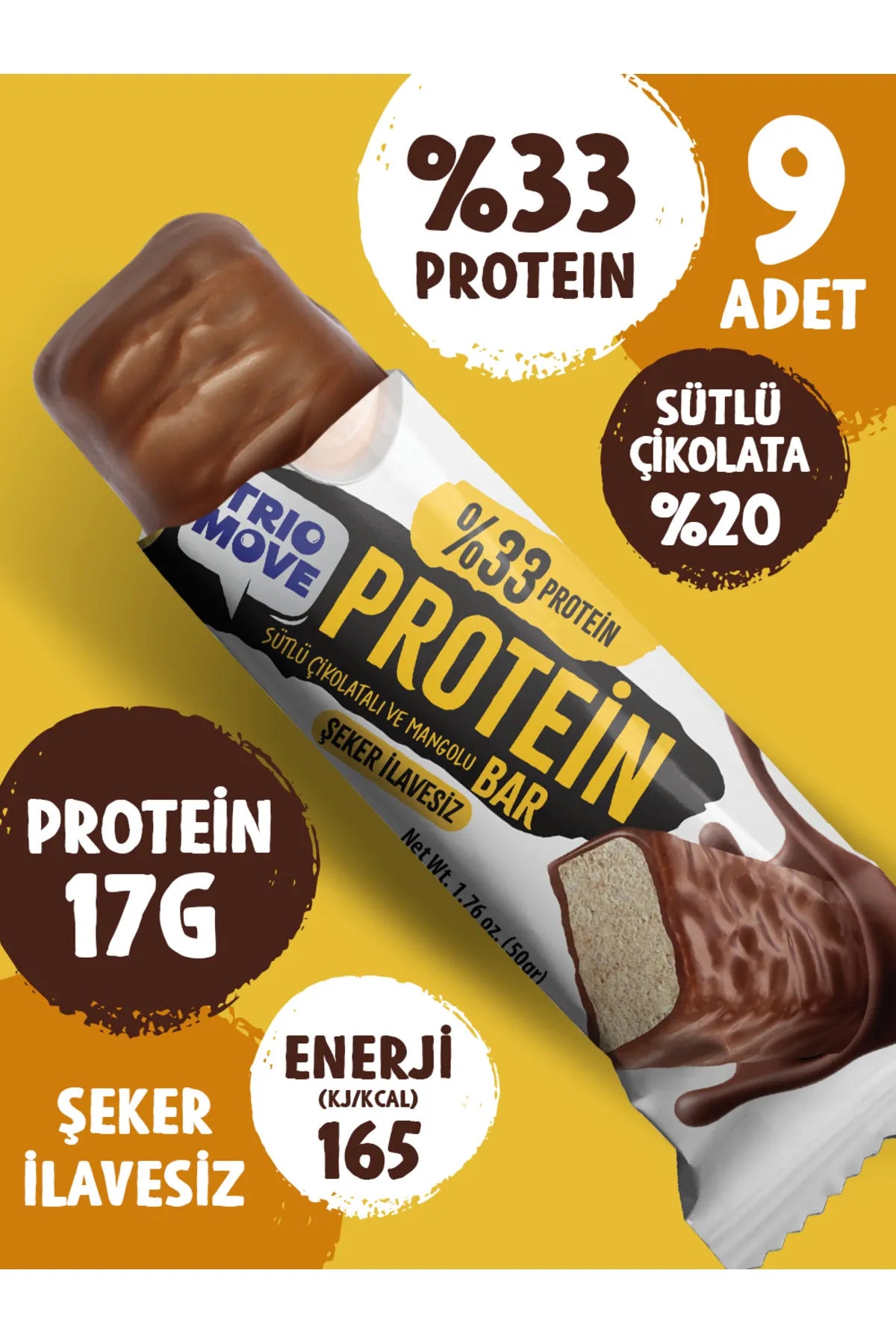 Trio Move %33 Protein Bar 9'lu Kutu - Mango Aromalı Bar Ürün ikincil görseli