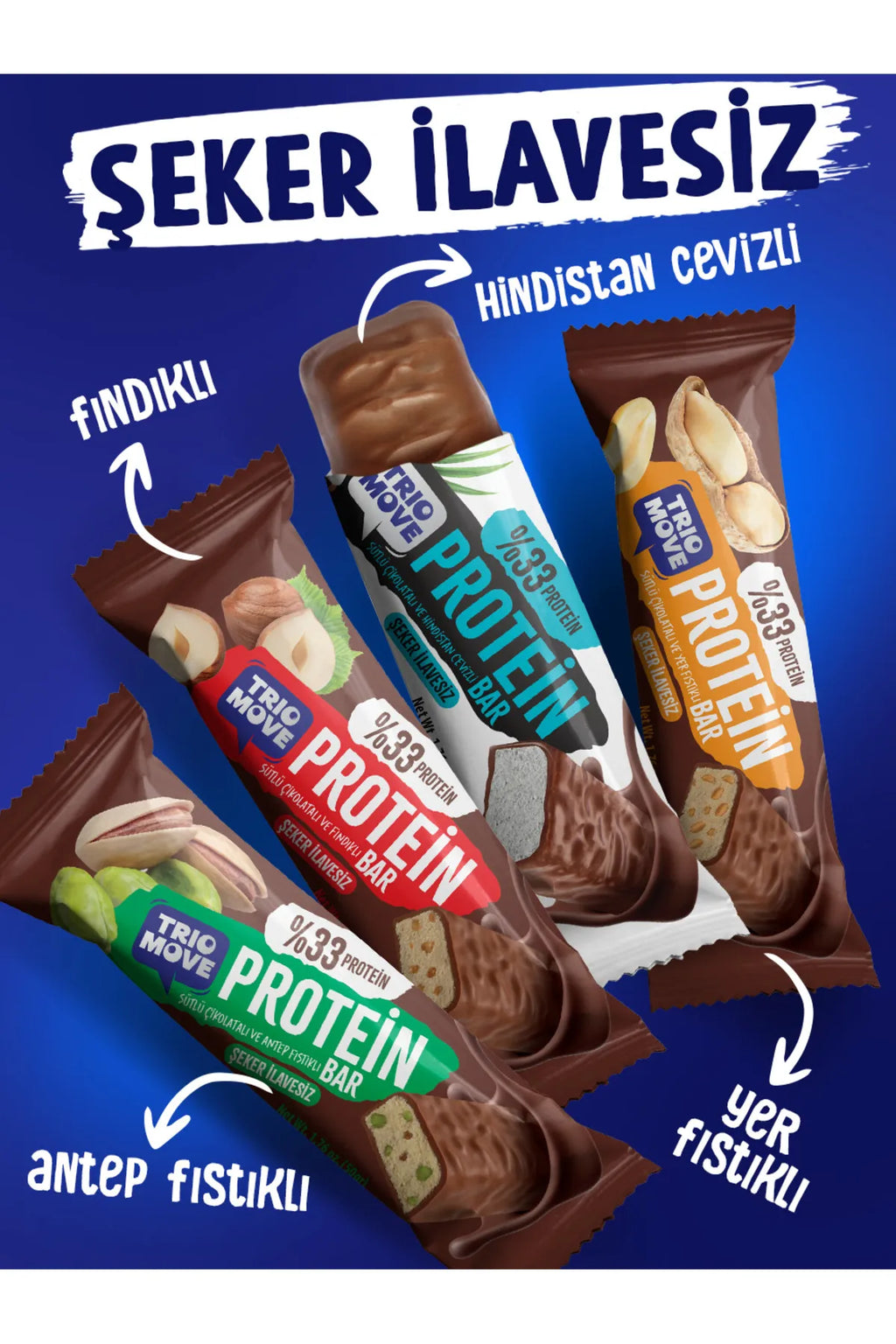 Trio Move %33 Protein Bar Hindistan Cevizli 50g - Yüksek Protein (Tekli)