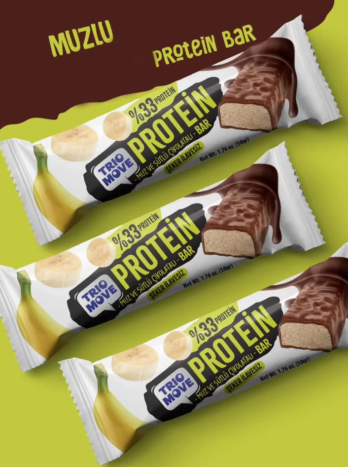 Trio Move %33 Protein Bar Muz 50g - Yüksek Protein (Tekli)
