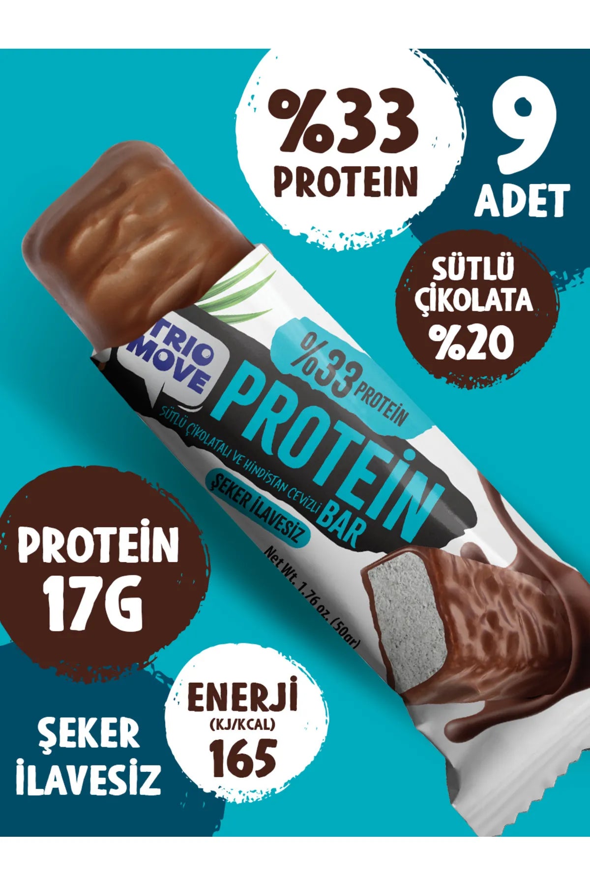 Trio Move %33 Protein Bar 9'lu Kutu - Hindistan Cevizli Bar Ürün ikincil görseli