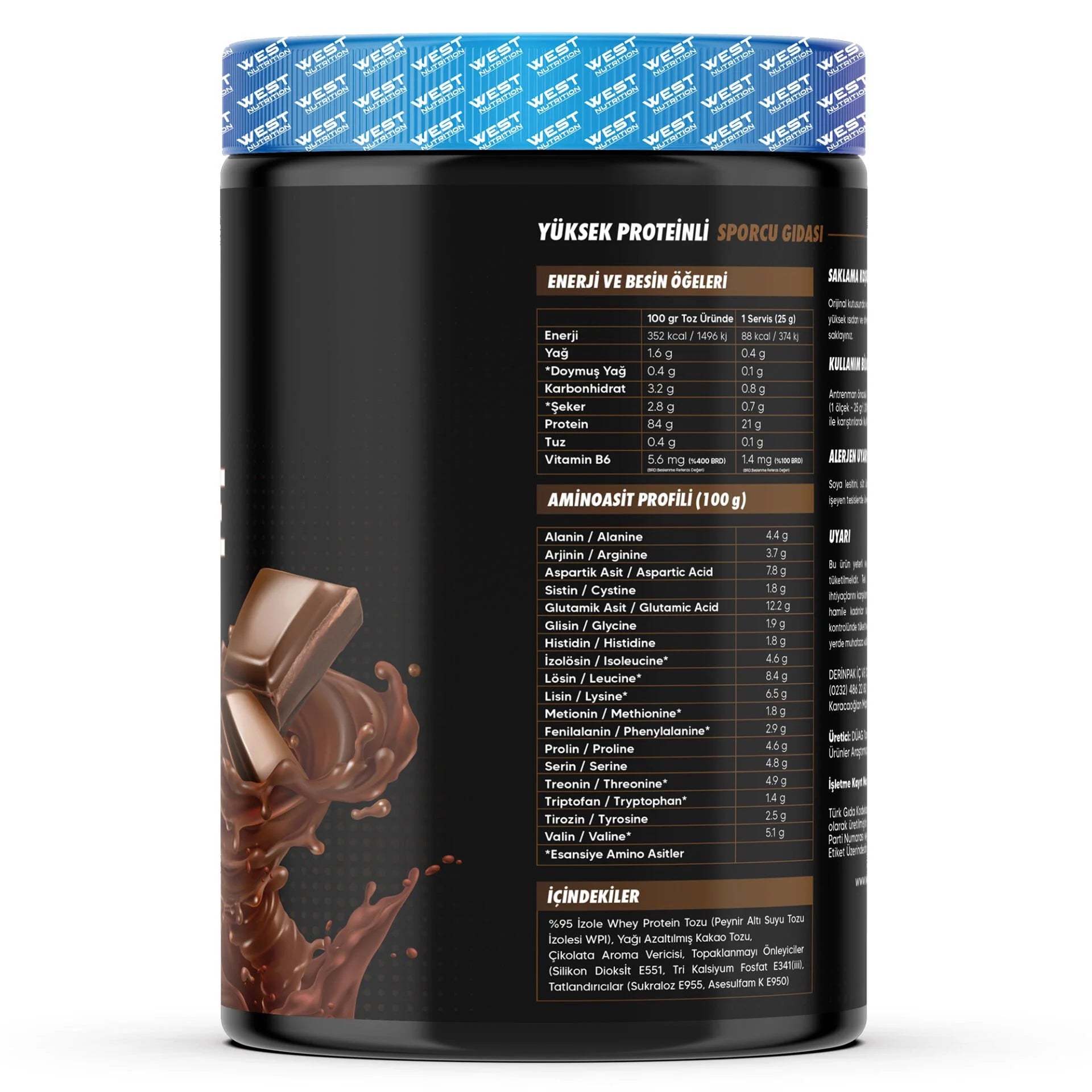 West Whey Isolate Çikolata Aromalı Whey İzole Protein Tozu