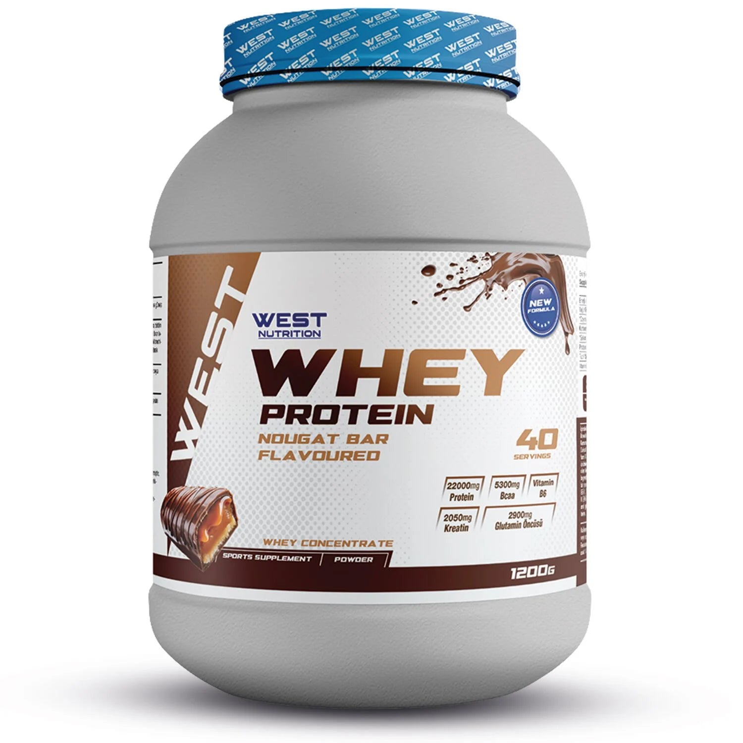 West Whey Protein Tozu 1200g - Nougat Bar Aromalı Ürün ana görseli